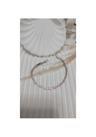 Çelik Su Yolu Bileklik 17,5+2cm No:2 Gümüş Üzeri Pembe Taş Gümüş Üzeri Pembe Taş