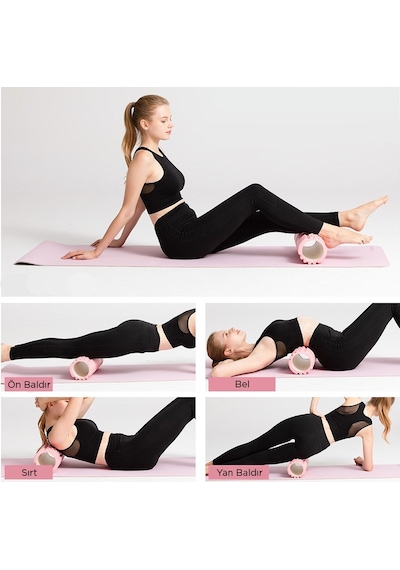 Gymo Pro Series Foam Roller Pilates Masaj Rulosu Kamuflaj Pembe