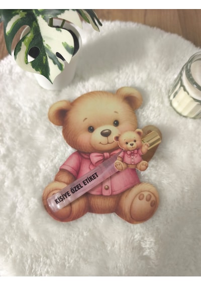 Pamuğum Atelier (25 Adet) Pembe Ayıcık Kartlı 10 Ml Sprey Pembe Kolonya Doğum, Doğum Günü Hediyeliği