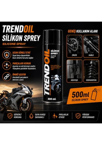 TRENDOİL Motosiklet Silikon Sprey 500 Ml Motosiklet Koruyucu Ve Bakım Spreyi