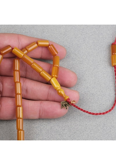 Omari Sıkma Kehribar Yumuşak Kesme Kesim Oturtma İmameli Sistemli 6x10.5mm Tesbih