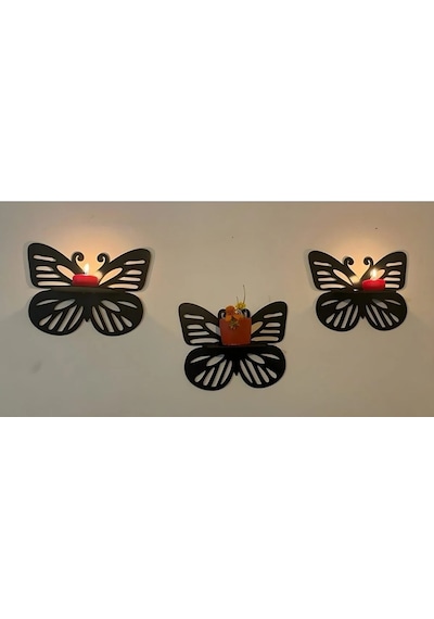 Dekoratif Kelebek Duvar Rafı 3'Lü Set (545783200)