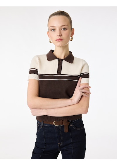 Koton Kısa Kollu Çizgili Polo Yaka Triko Kazak Kahverengi Çizgili 6sak90106ht Kahve Çizgili Koton Kısa Kollu Çizgili Polo Yaka Triko Kazak Kahverengi Çizgili 6sak90106ht Kahve Çizgili