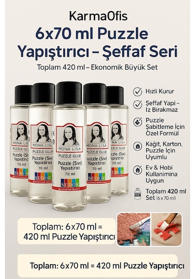 Puzzle Yapıştırıcı 6 70 Ml Şeffaf Ve Güçlü Yapıştırıcı Puzzle Koruma & Uv Dayanıklı