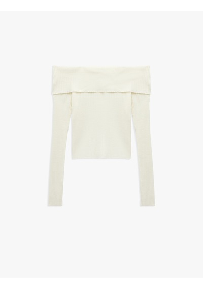 Koton Madonna Yaka Uzun Kollu Slim Fit Triko Kazak Ekru 6wal90019ht