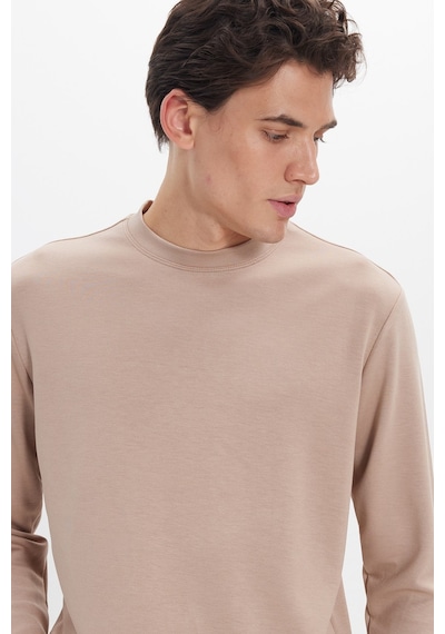 Tudors Erkek Standart Fit Normal Kesim Uzun Kollu Ekstra Soft Modal Kumaş Bisiklet Yaka Koyu Vizon Sweatshirt-50227