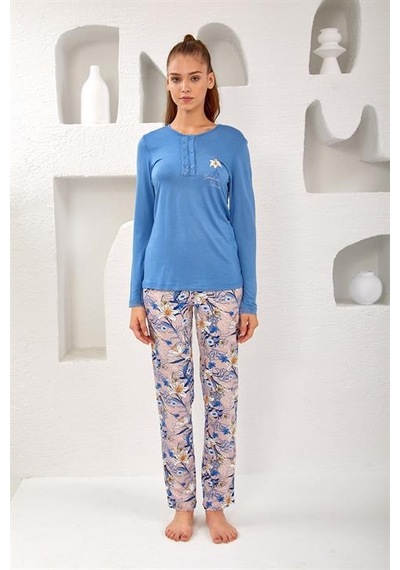 Relax Mode Kadın Patlı Pijama Takım - 10763 Renkli