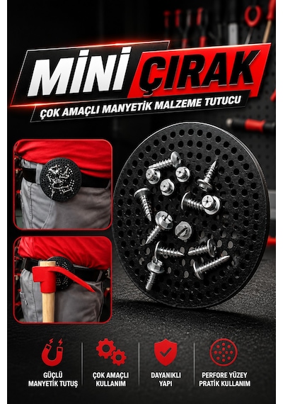 Mini Çırak Çok Amaçlı Manyetik Malzeme Tutucu Siyah