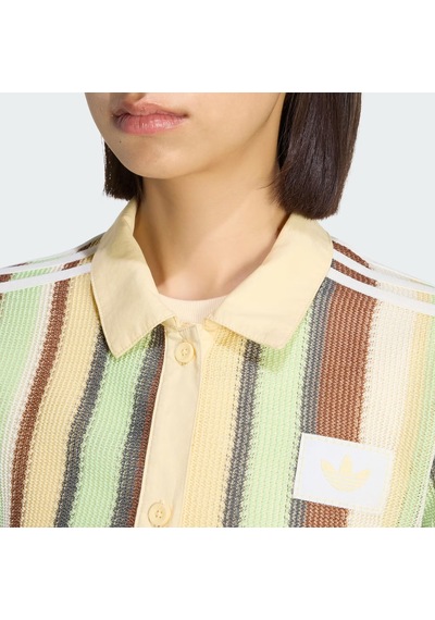 Adidas Summer Glow Striped Cropped Polo Kadın Tişört C-adıky8141b30a00 Sarı