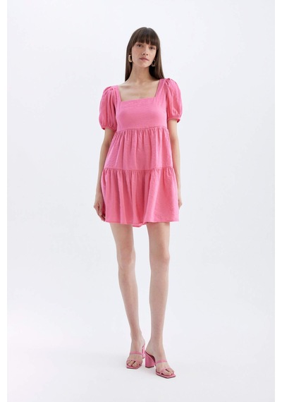 DeFacto Babydoll Kare Yaka Kısa Kollu Midi Elbise C5291AX24HSPN625