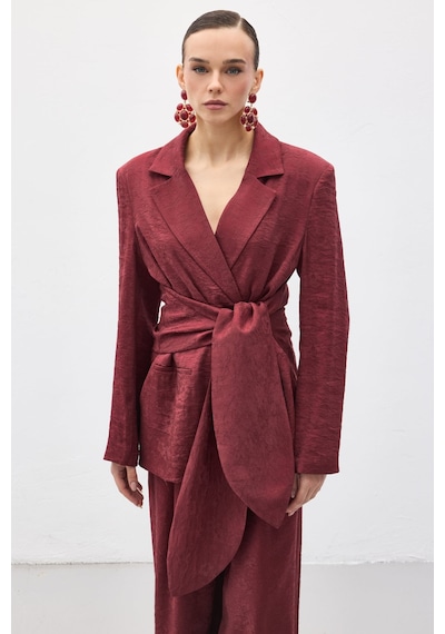 Sateen Freya Ceket - Bordo-137137 Bordo