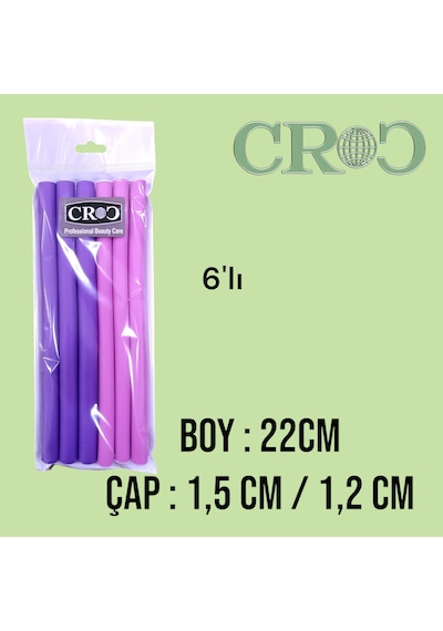Croc 1242 Sosis Bigudi 6lı Karma Boy:22cm Mor - Pembe