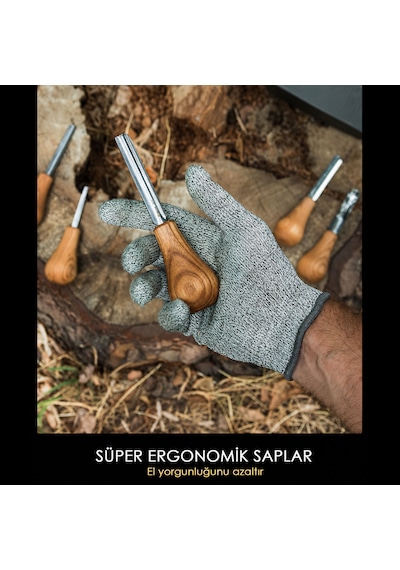 Beavercraft Sc05 6 Parça Avuç İçi Iskarpela Seti Ahşap Oyma Bıçak Keski Takımı
