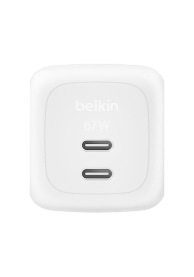 Belkin Wch020kq2mwh-b6 Boostcharge Pro 2-port Usb-c Gan 67w Şarj Adaptörü + Usb-c Kablosu Beyaz