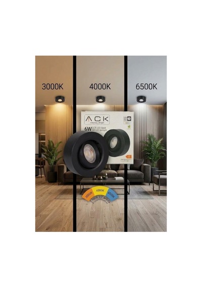 Sıva Üstü Cct Led Spot Armatür 6w 3000k-4000k-6500k Ayarlanabilir Renk Seçeneği Siyah Kasa - 940254466 Diğer