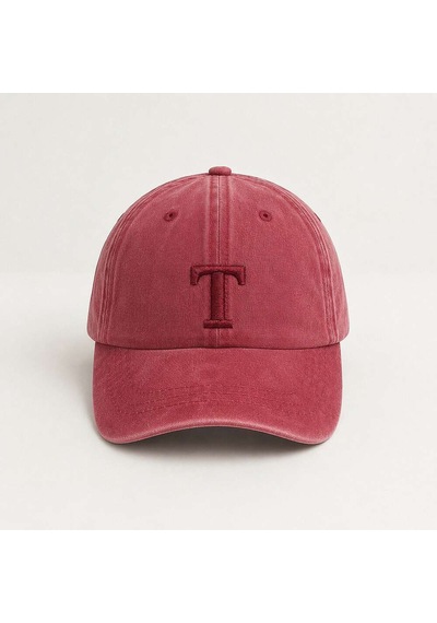 Tesbihane İsme Özel Harf Nakışlı Bordo Vintage Stil Eskitme Kumaş Ayarlanabilir Unisex Beyzbol Şapkası