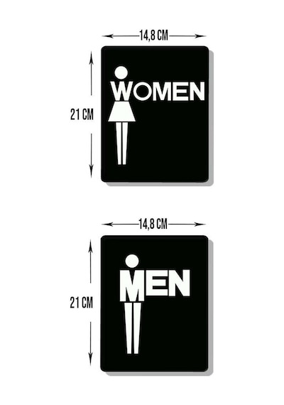 Decorıta Cam Wc Yönlendirme Levhası 2'Li Siyah Women - Men