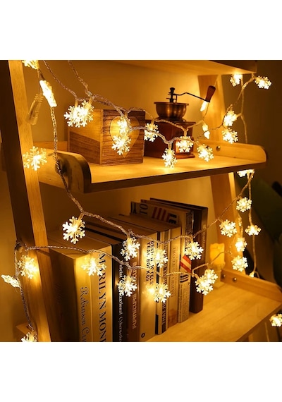 Yüksek Kalite 5 Metre Gün Işığı Kar Tanesi Led Işık Sabit Yanar 20 Ledli Fişli Noel Yılbaşı Işığı