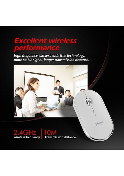 F-11 Üç Modlu Mini Kablosuz Bluetooth 2.4g 2400 Dpı Mouse Beyaz