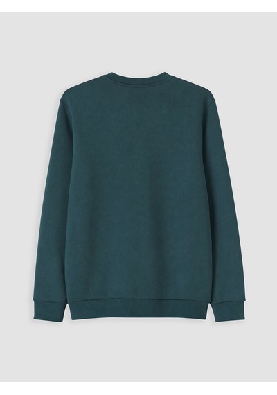 Lcwaıkıkı Classic Petrol Bisiklet Yaka Kabartma Baskılı Erkek Sweatshirt