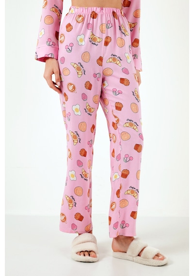 Lela Reguar Fit Yumuşak Dokulu Bayan Pijama Takımı 611Pt288Y Pembe