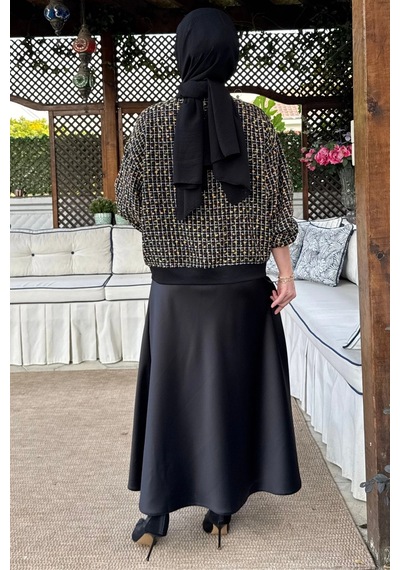 Rabia Şamlı Tanem Tüvit-saten Etekli Takım Sarı Normal
