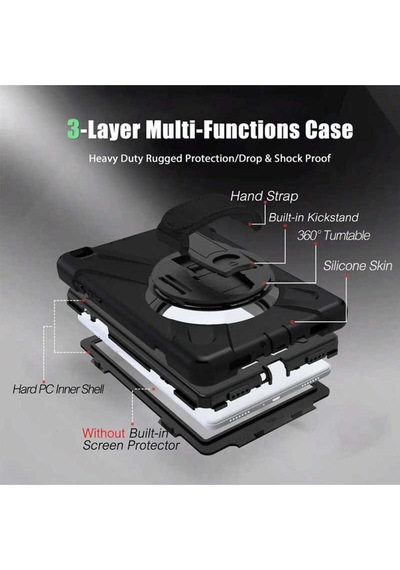 Galaxy Uyumlu  T720 Tab S5e Mrsa Defender Tablet Silikon - Siyah Arka Kapak