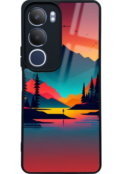 Vivo Y19s Günbatımı Tasarımlı Glossy Telefon Kılıfı Çok Renkli