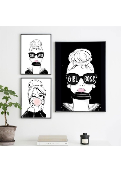 Patron Kız 3 Lü Duvar Posteri - Çerçevesiz - 45x30