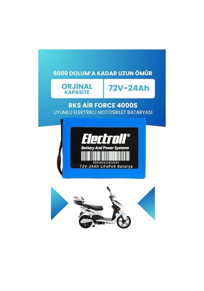 Rks Air Force 4000s Batarya Standart Kapasite Lifepo4 72v 24ah Elektrikli Motosiklet Bataryası