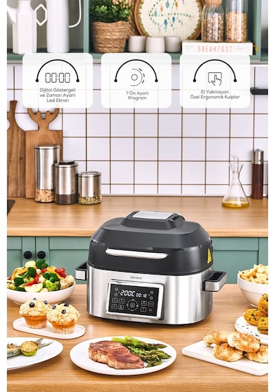 Karaca Gastro Grill 6 Kişilik Geniş Hacim Airfryer Air Grill ve Izgara Makinesi