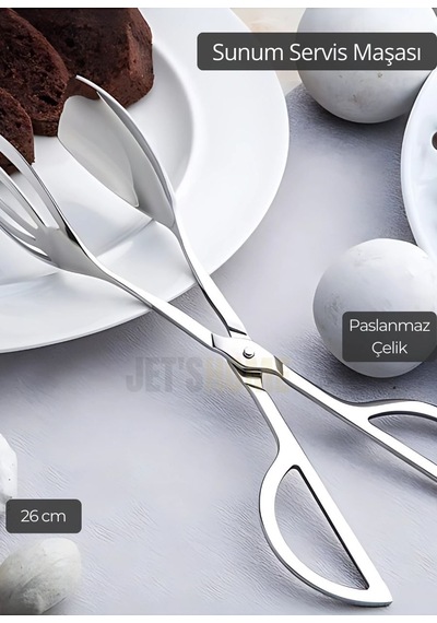 Salata Maşası Paslanmaz Çelik Maşa Pişirme Maşası Barbekü Maşası Kek Maşası 26 Cm
