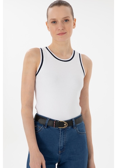 U.S. Polo Assn. Kadın Beyaz Kolsuz Bisiklet Yaka Tişört 50305857-VR013