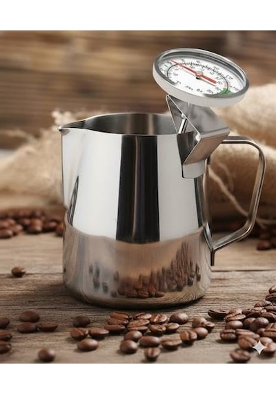 Süt Potu Pitcher 350 Ml Paslanmaz Çelik + Analog Termometre Seti Diğer
