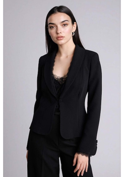 Defacto Fıtted Krep Blazer Ceket G7816ax26spbk81 Siyah-bk81