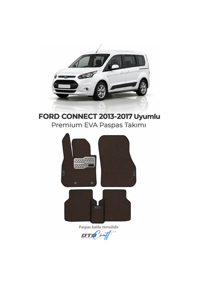 Otocraft Ford Connect 2013-2017 Kombi Uyumlu Kahverengi 3d Havuzlu Eva Oto Paspas Takımı 5 Parça Araca Özel