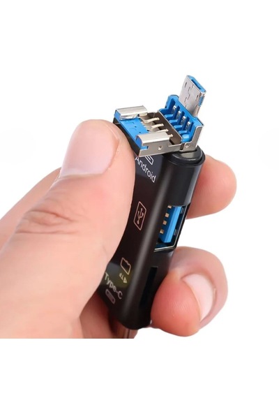 Go İthalat 5 İn 1 Çok Fonksiyonlu Usb 2.0 Micro Sd Kart Okuyucu - Usb/micro Usb/type-c Çıkışlı, Otg