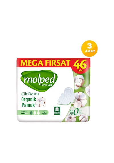 Molped Pure & Soft Mega Fırsat Hijyenik Ped Normal 3 x 46'lı
