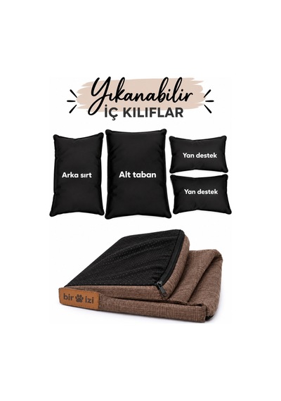 Kedi Ve Köpek Koltuğu Tamamen Fermuarlı Çıkarılabilir İç Minder Boncuk Elyaf Kaydırmaz Taban Kedi Ve Köpek Yatağı Kahverengi 1716727602