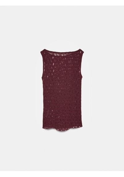 Dilvin 21202 Dantel Detaylı Kolsuz Top-bordo