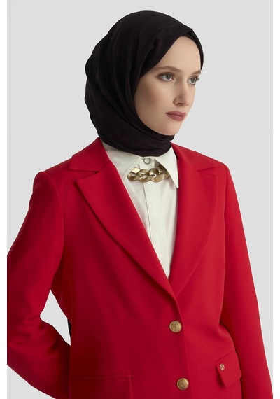 Armine Trend Gold Düğmeli Astarlı Blazer Ceket Kırmızı 25kt520