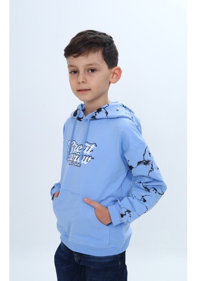 Toontoy Kids Toontoy Erkek Çocuk Great 98 Wiew Yazı Baskılı Sweatshirt Mavi