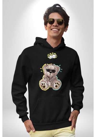 Gerçeklikten Uzak Tutun Kadın Erkek Siyah Kapüşonlu Sweatshirt Hoodie Siyah