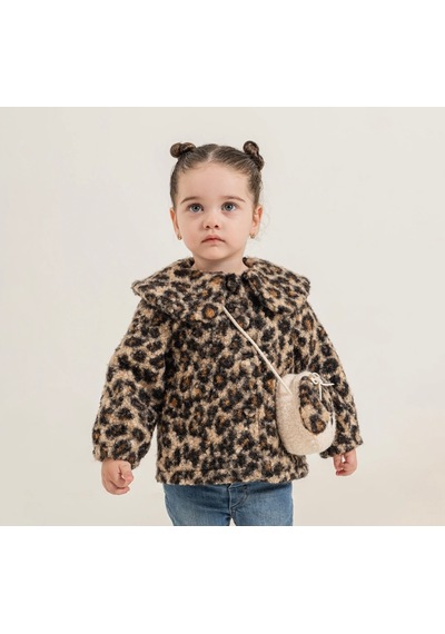 Cocosiss Leoparlı Çantalı Kız Mont 2766 Kahverengi