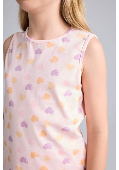 Defacto Regular Fıt Elastik Bel 2li Kalpli Açık Pembe Pijama Takımı Kız Çocuk I0406a826hspn638 Pembe-pn638