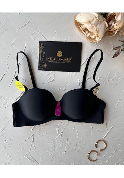 Violet Dikişsiz Lazer Kesim Double Push-up Balensiz İz Belli Etme Siyah