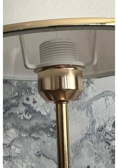 Bohhem Royal Gold Metal Ayaklı Abajur Krem Altın Şeritli Kumaş Başlık Yatak Odası Abajur Salon Masa Lambası Pudr