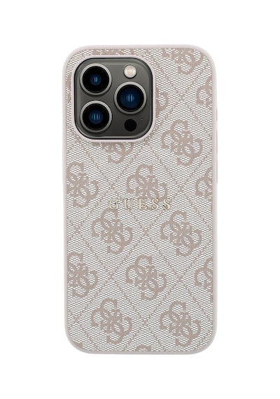 İphone 15 Pro Uyumlu Kılıf Guess Lisanslı M-safe Kabartmalı 4g Desenli Yazı Logolu Kapak Pembe