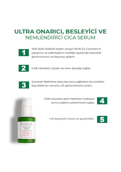 Sinoz Pure Cica Ultra Onarıcı ve Besleyici Bakım Serumu 30 ML