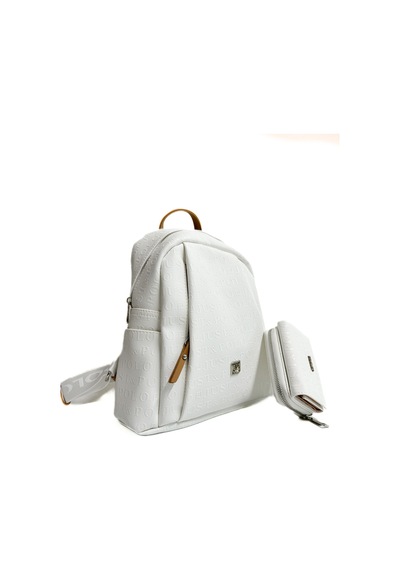 Just Polo Kadın Yeni Sezon Büyük Boy Sırt Çantası Ve Cüzdanı Kombin 6011mh Beyaz Camel Kombin